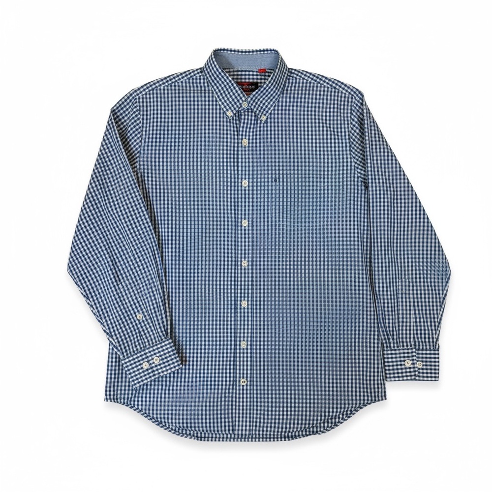 Izod Blue and White Checkered Men's Button Down, size 2XL